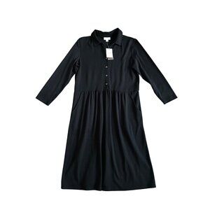 J. Jill Women's Sz XS 3/4 Sleeve Black Button-Front Dress Cotton Blend